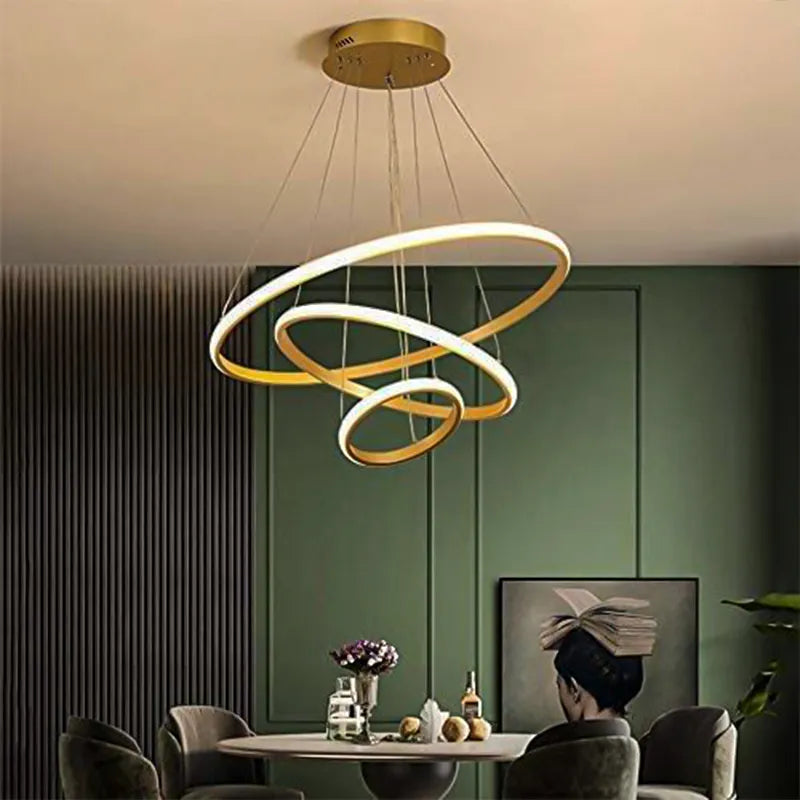 Smart Modern LED Pendant Light, 3 Rings LED